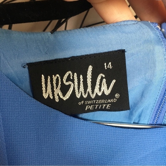 URSULA OF SWITZERLAND VINTAGE BLUE FORMAL DRESS. Long sleeve wedding work - Picture 3 of 3